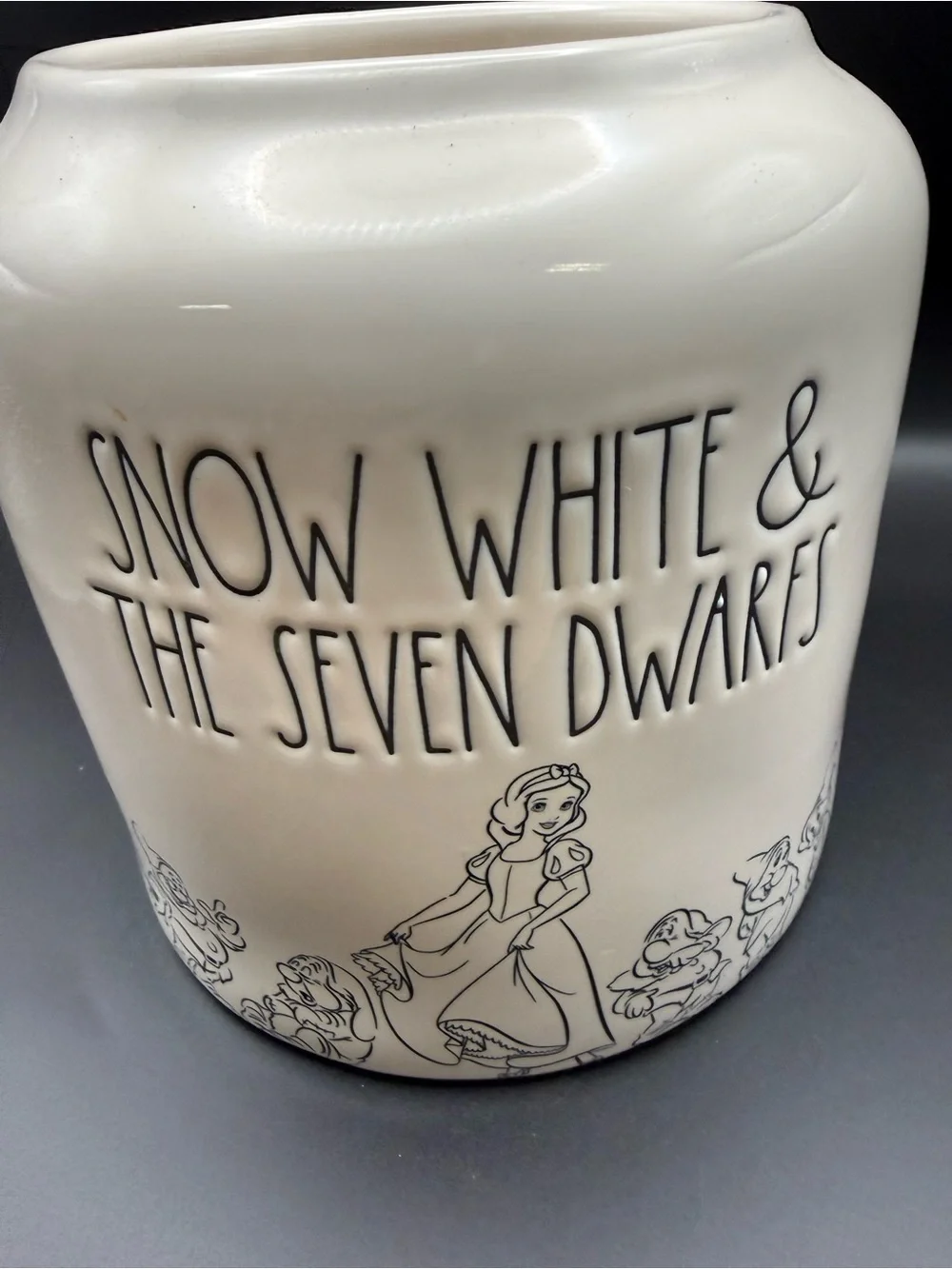 Rae Dunn Snow White & The Seven Dwarfs Ceramic Canister - White with Red Handle